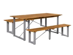 Angebote 😉 Gartenmöbel-Set Holz/Metall 3-teilig in braun 🌟