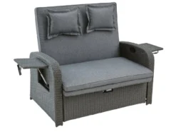 Rabatt 🧨 Jardini Loungesofa Linosa 2-Sitzer - 117/103/78 cm in grau 💯 -GARTENMÖBEL Verkäufe 6361455 0541156 3 23762463