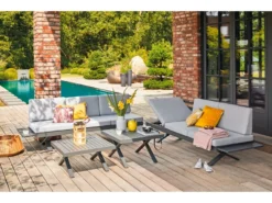 Auslauf 🤩 Jardini Loungesofa Rieke 3-Sitzer - 218/87,5/75,5 cm in grau 😉 -GARTENMÖBEL Verkäufe 6365295 0542774 7 23773329