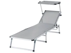 Brandneu 👍 Jardini Sonnenliege Bermuda - 57/25/188 cm in hellgrau ✔️
