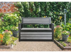 Schlussverkauf 😀 Bank/Kissenbox Korfu 2er - 132,7/89/61,2 cm in grau 🤩 -GARTENMÖBEL Verkäufe 6378138 0547519 3 24026107