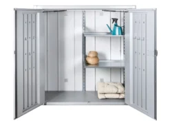 Schlussverkauf 🎉 Terrassenschrank Romeo - 132/140/57 cm in hellgrau 🌟 -GARTENMÖBEL Verkäufe 6378210 0547557 3 24030489