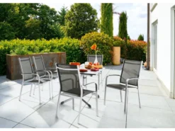 Großhandel 🔔 Stapelstuhl Meran - 61/98/57 cm in grau 💯 -GARTENMÖBEL Verkäufe 6538932 0573497 5 24370497 1