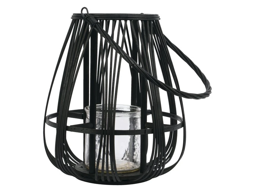 Schlussverkauf 😀 Jardini Laterne aus Bambus - 32/28,5 cm in schwarz 🌟 3 Schlussverkauf 😀 Jardini Laterne aus Bambus - 32/28,5 cm in schwarz 🌟