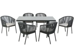 Bestes Angebot 🎁 Jardini Gartenmöbel-Set Brescia 7-teilig in dunkelgrau 🤩