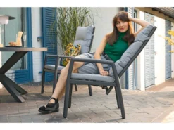 Schlussverkauf 👍 Jardini Gartenstuhl Bondino - 58/108/69 cm in grau 💯